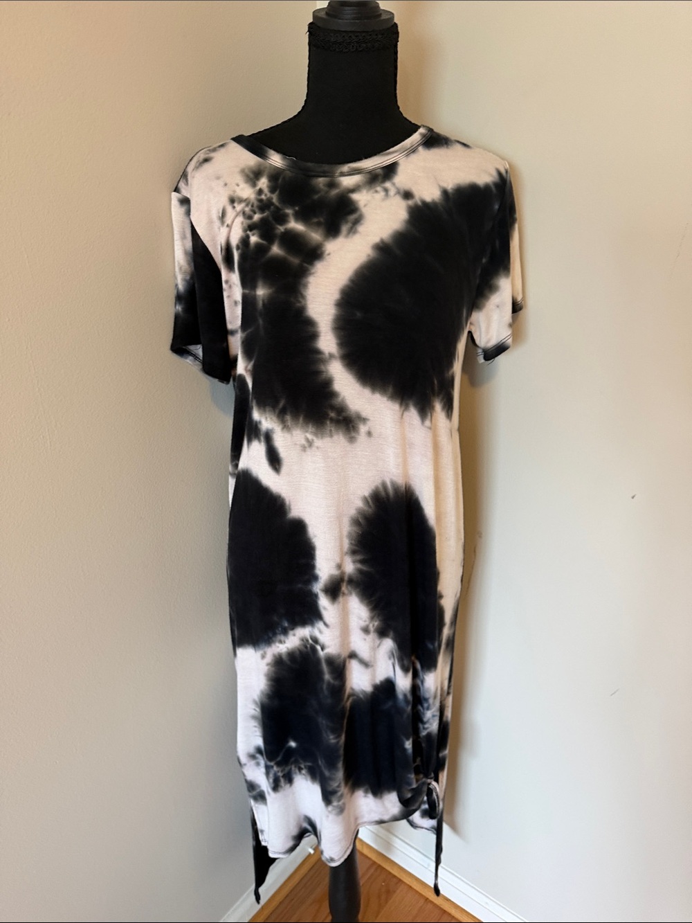 Caution To The Wind Black & White Tie-Dye Maxi Dress